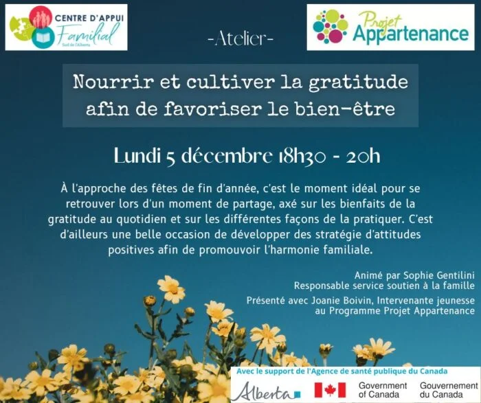 Atelier - Nourrir et cultiver la gratitude afin de favoriser le bien-être