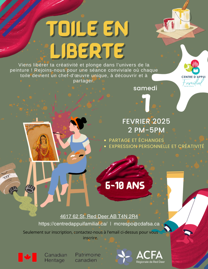 Atelier peinture (6-10 ans) - Red Deer -1 février 2025