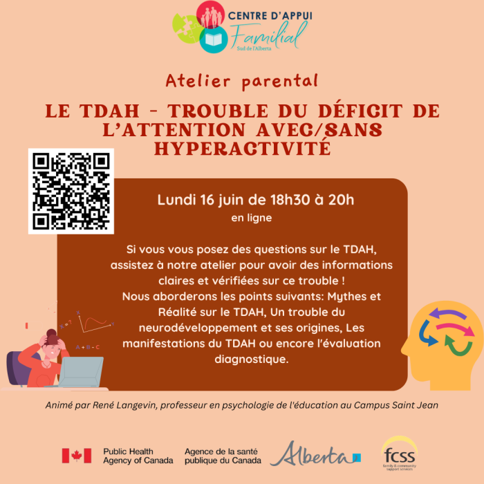 Atelier parental - Le TDAH - Trouble du déficit de l'attention avec/sans hyperactivité