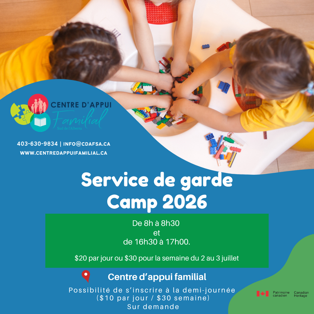 Camp d'été 2026 - service de garde du 2 au 3 juillet